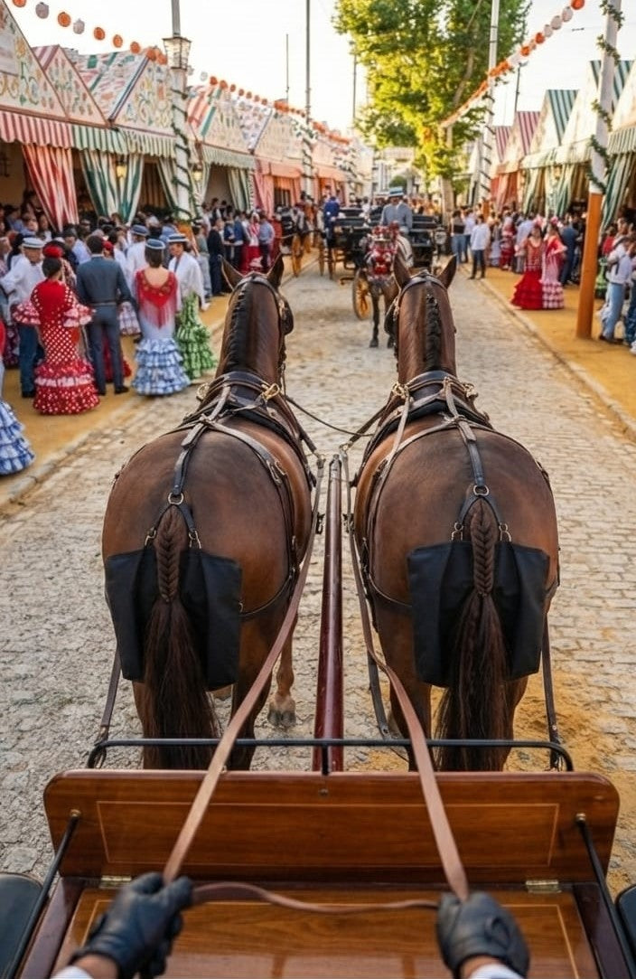 Strap with carabiner for transport trailers and horse-drawn carriages.